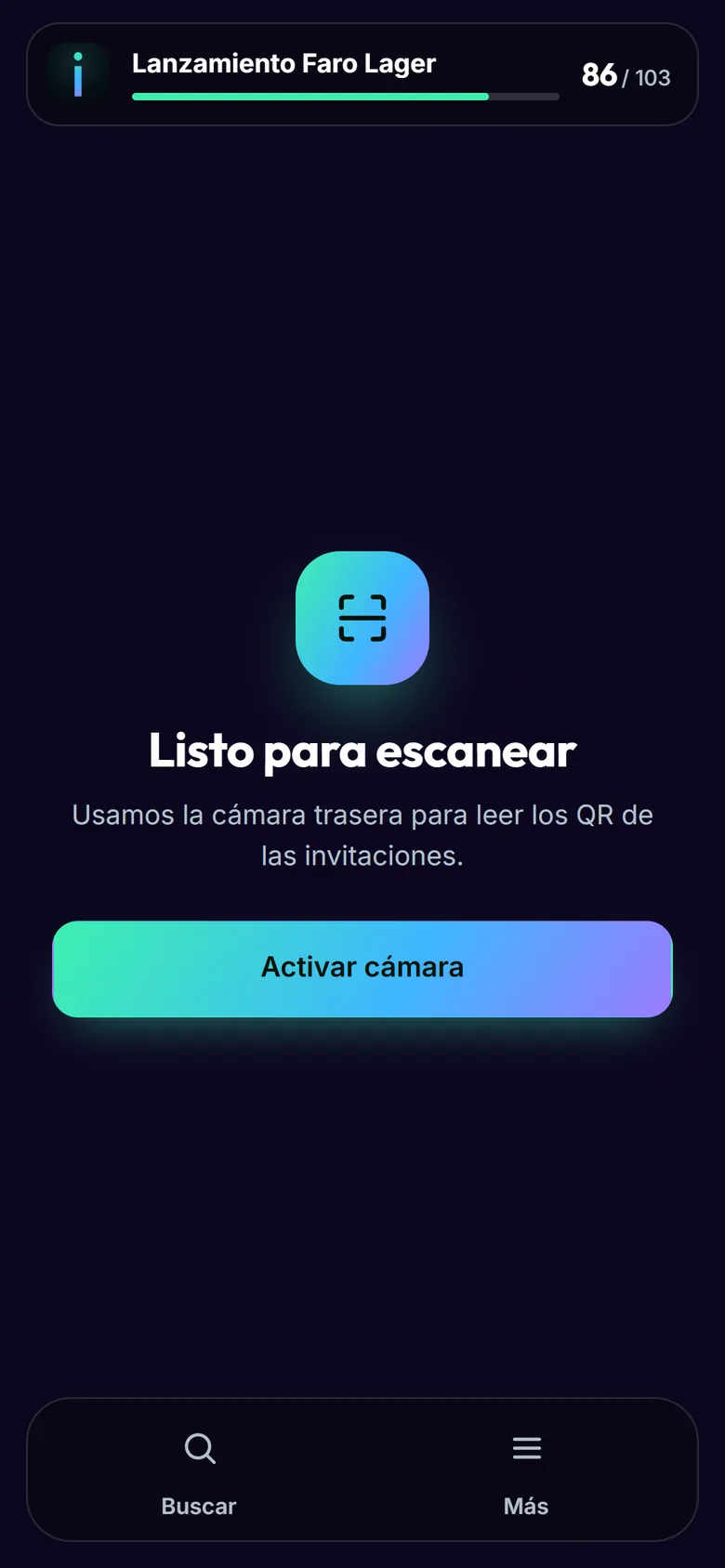 Escáner de INVITEuy en un iPhone